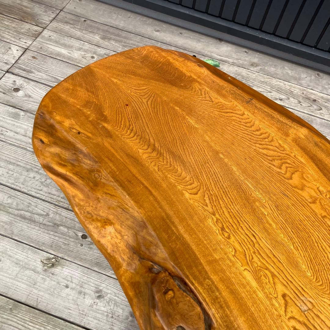 昭和レトロ 木製 天然木 欅材 一枚板 脚付き 座卓 センターテーブル 古家具