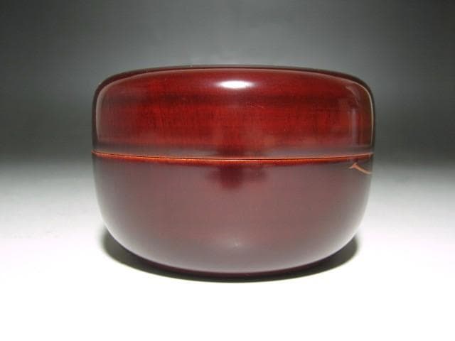 ☆　和田喜太郎　瑾斎　銀杏蒔絵　溜平棗　裏千家　十四代　淡々斎の花押☆y619