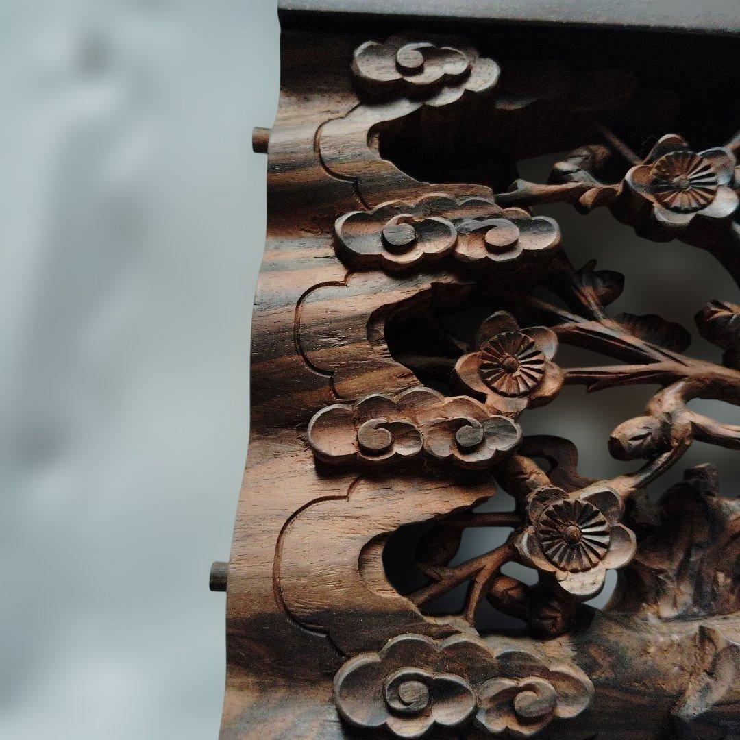 縞黒檀無垢欄間　仏壇用55cm巾