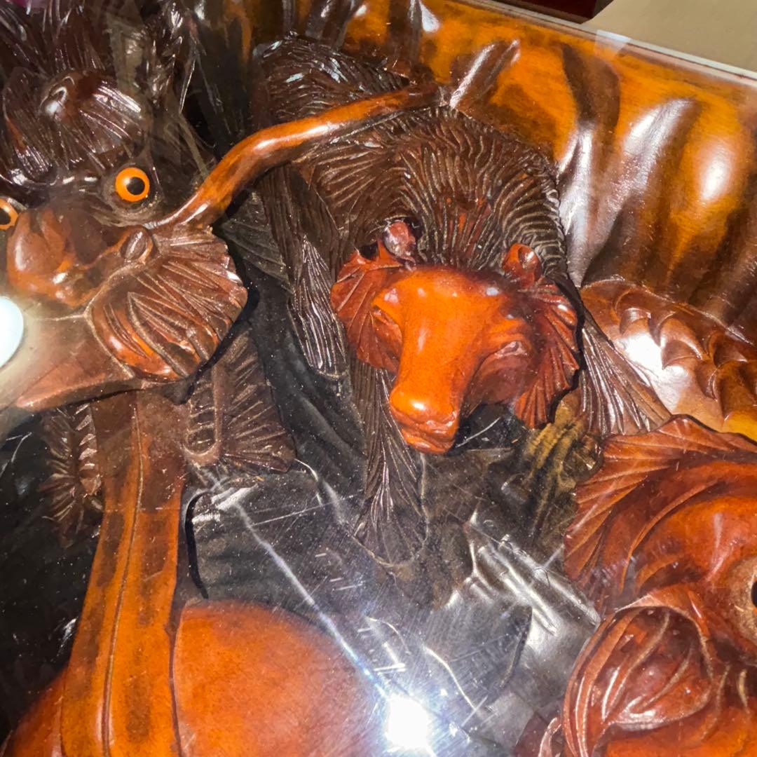 中国美術　木彫　彫刻　座卓　一枚板　テーブル