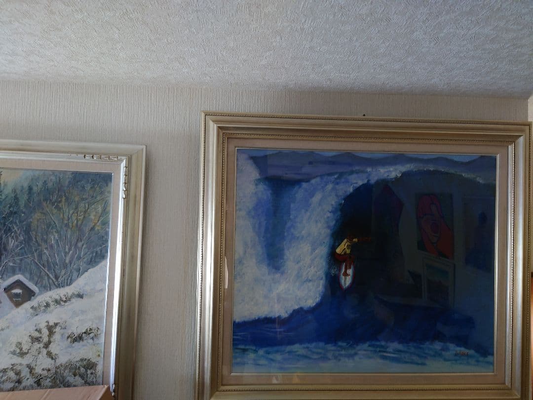 DAIKI 「ビック ウェーブ」真筆 油絵 絵画 サーフィン 波乗り