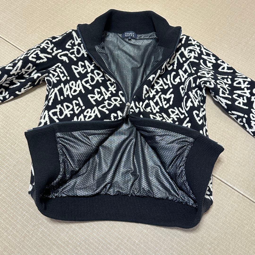 【超美品】パーリーゲイツ 落書き 蓄熱 ニットブルゾン サイズ0