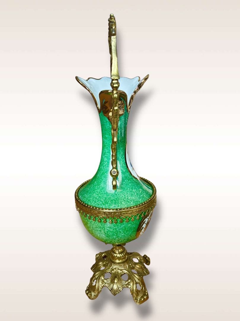 #Bronpor スペイン製 デコラティブ花瓶風　ブロンズ装飾 グリーン
