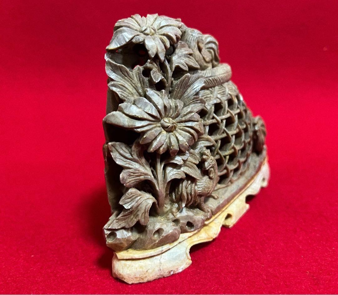 中國美術古玩 寿山石 細密彫刻 石彫 富貴吉祥 大吉大利 鑑賞石 オブジェ