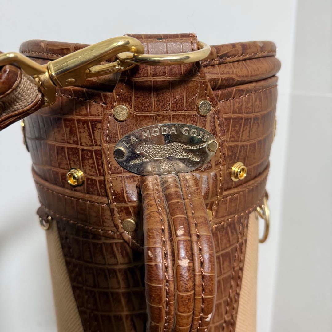 【美品】　伊太利屋　クロコ型押し　キャディバッグ　日本製