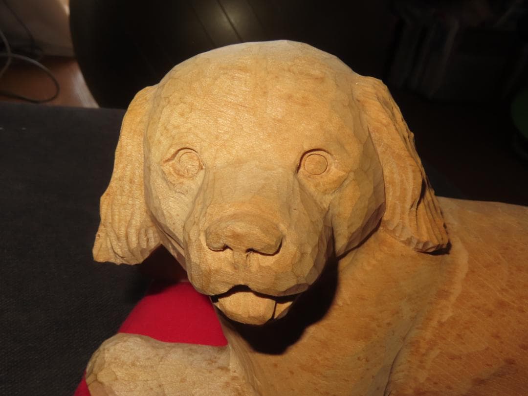 2 金岡作 金岡茂幸？　犬　イヌ 一刀彫　木彫り　木彫刻　アイヌ　北海道