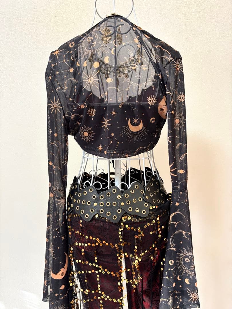 【新品】ベリーダンス衣装★パンツタイプ！ボルドー×ブラック×ゴールド★セット