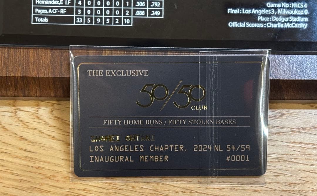 ⭐️ラスト⭐️期間限定価格⭐️大谷翔平 伝説の試合スコア記念プレート シリ一桁５／１７