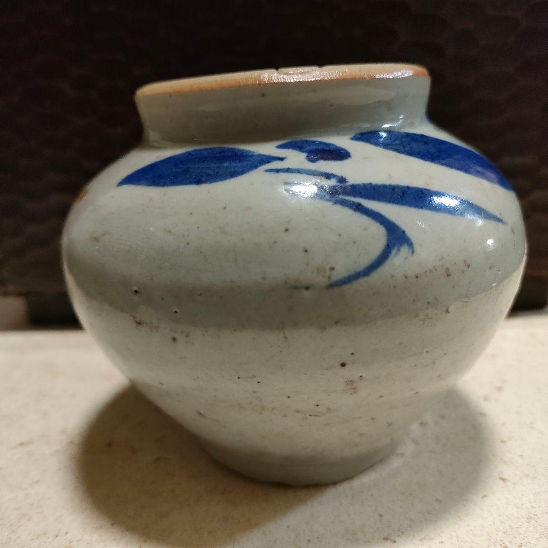 李朝　小壺　染付　朝鮮美術　時代物　骨董アンティーク