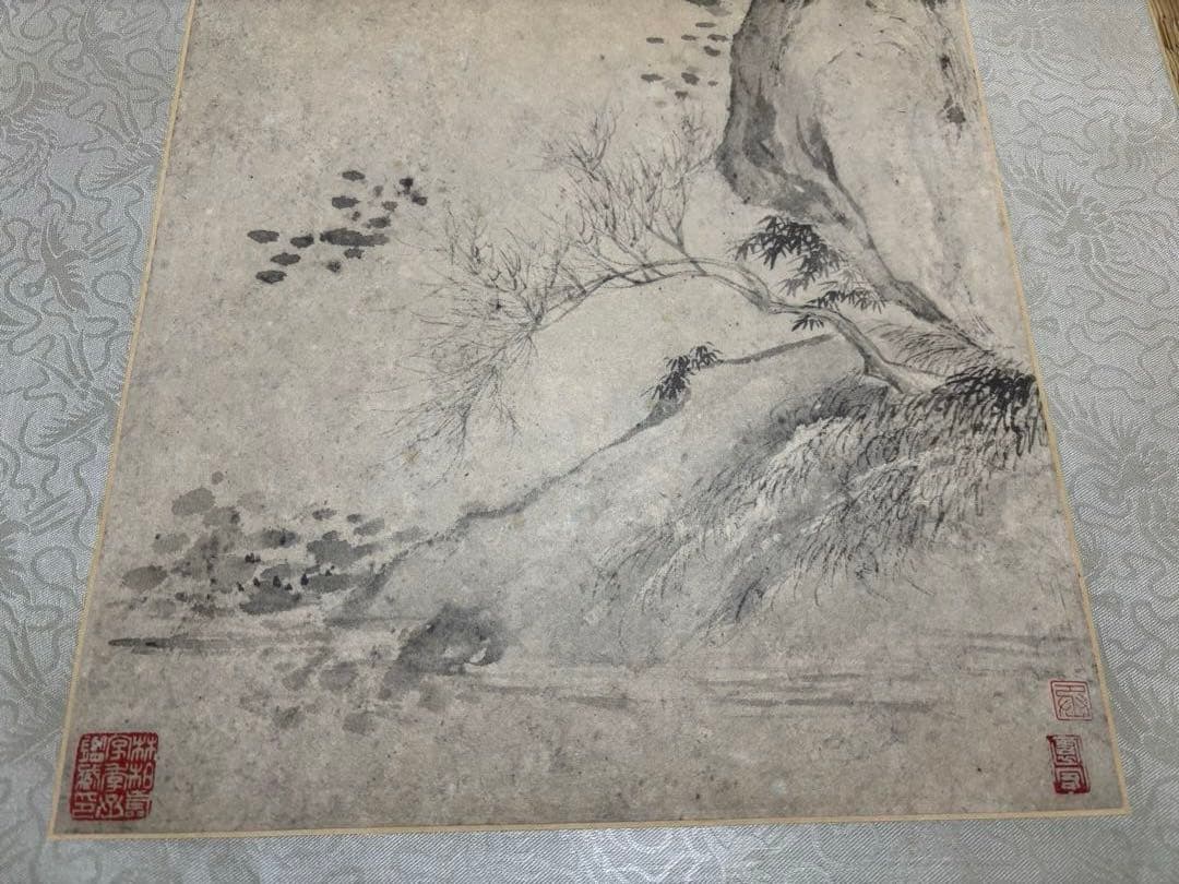 惲　壽平　書　華溪館図　紙本　水墨画 木製額縁付き　二玄社　惲 寿平