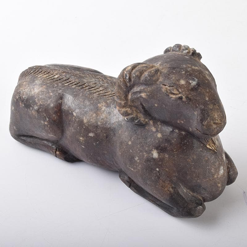 中国　玉石寿山石彫刻　山羊　置物　C　R5121