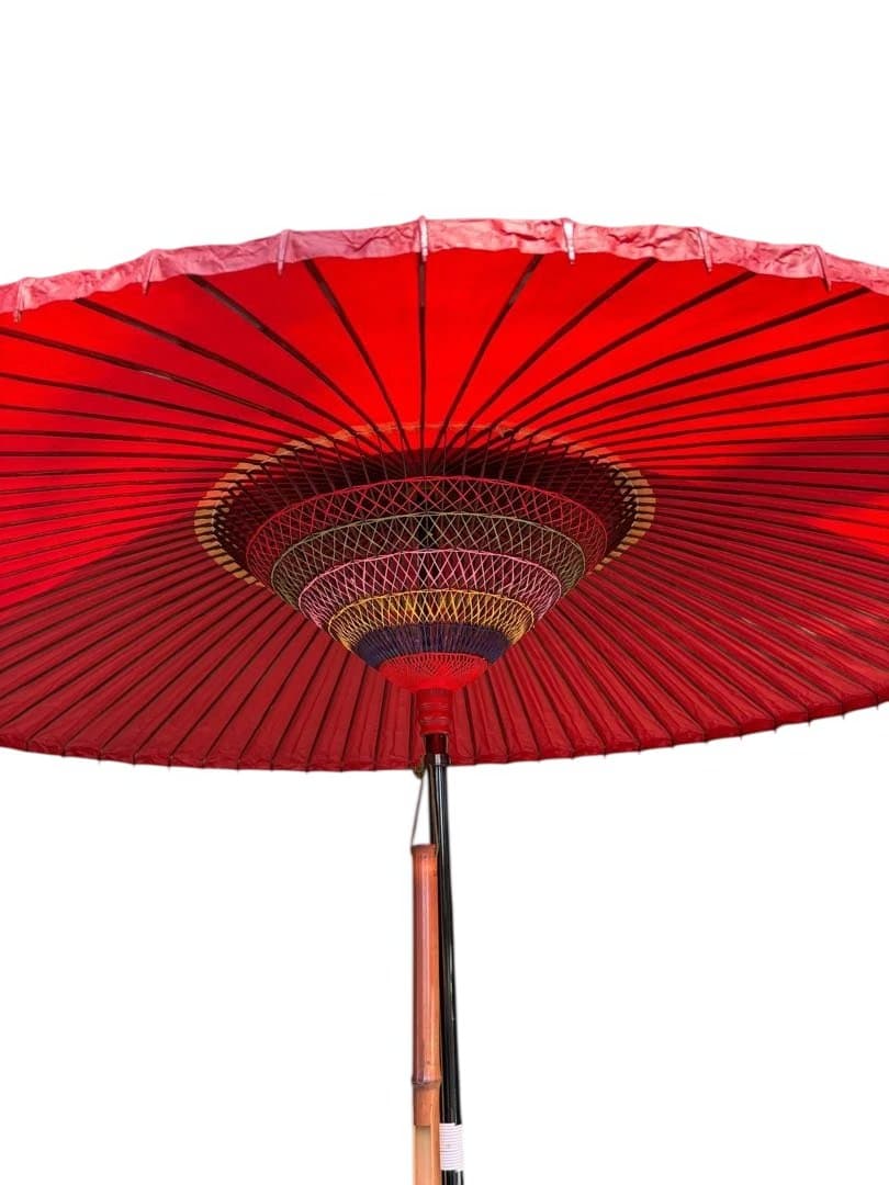 【中古品】野点傘（3尺5寸）　傘立　竹スイハツ（歌花筒）