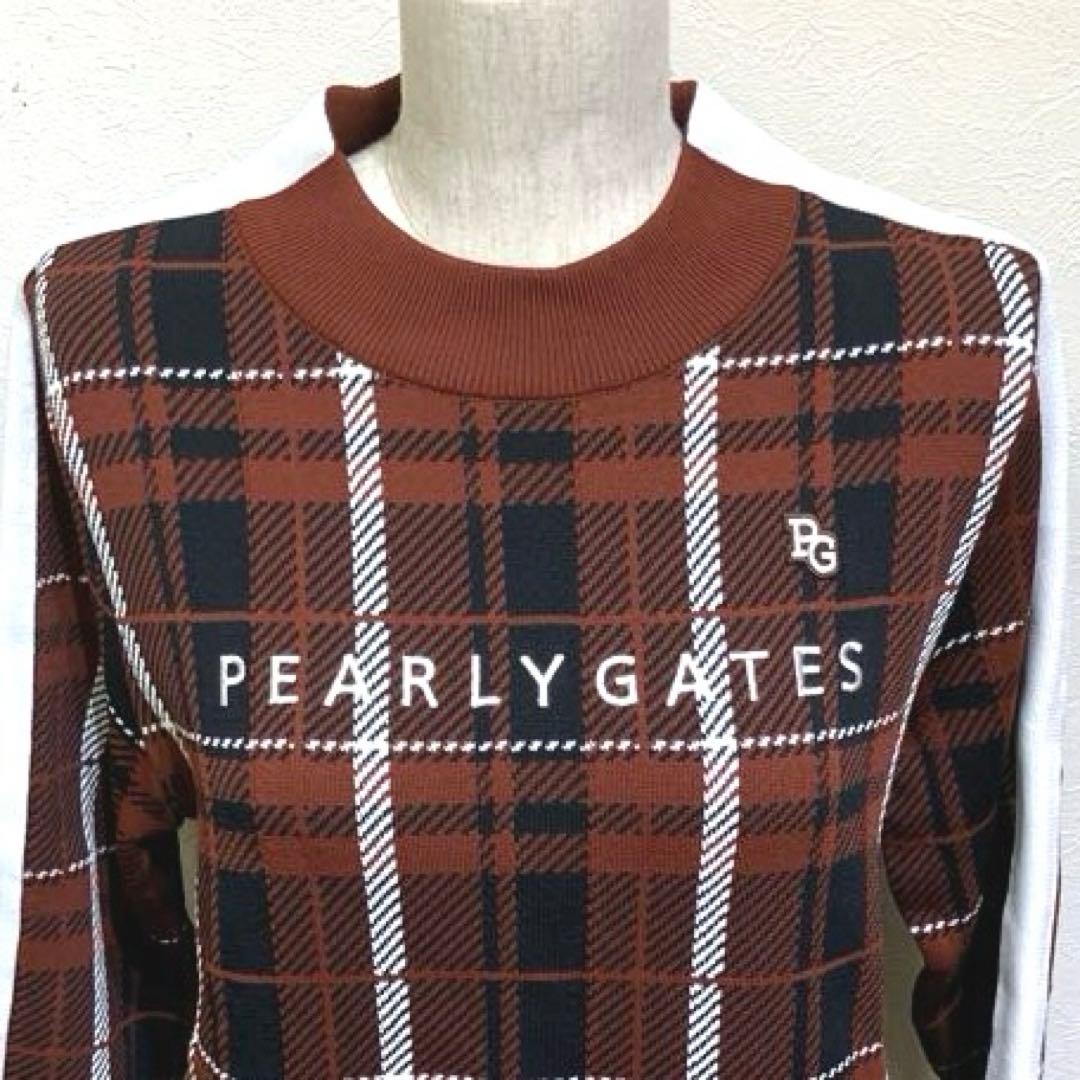 ☆美品☆PEARLY GATES チェック柄モックネックニットプルオーバー