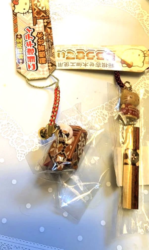 日本限定　2000年代初期、ご当地キティ　箱根細工　セット　木製　平成レトロ