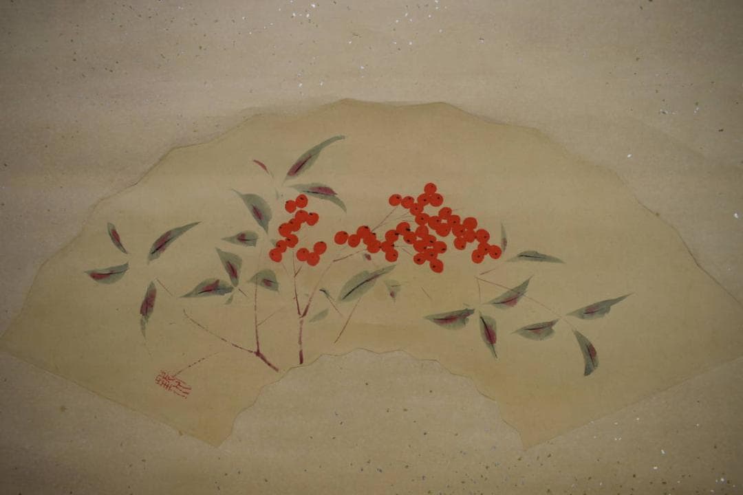 不詳/作者不詳/南天図/扇面/横物/布袋屋掛軸HJ-886