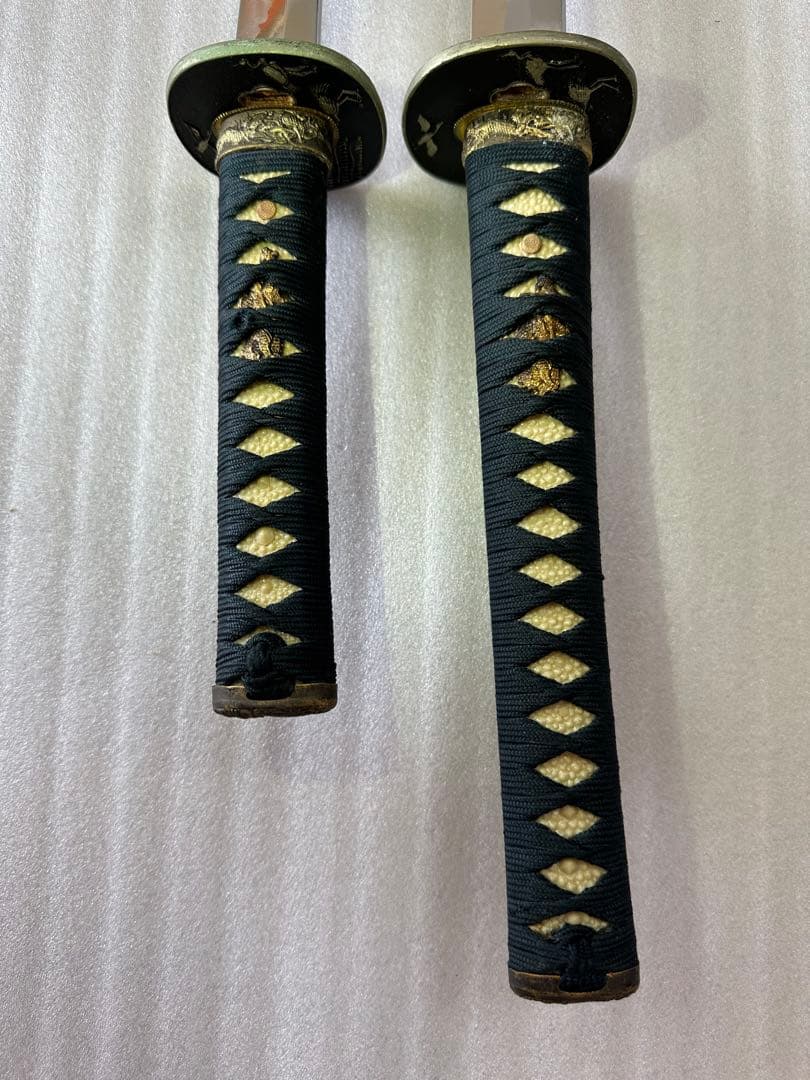 模造刀 打刀 脇差 2点セット 黑茶鞘 鞘付き長さ約71/104cm 26A30