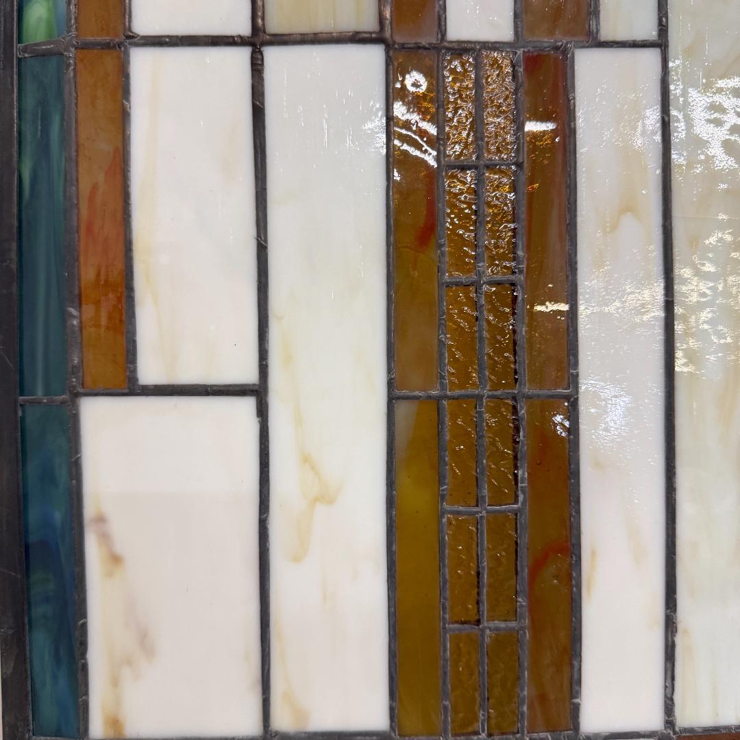 特大 62cm ステンドグラス パネル フランク・ロイド・ライト風 幾何学模様