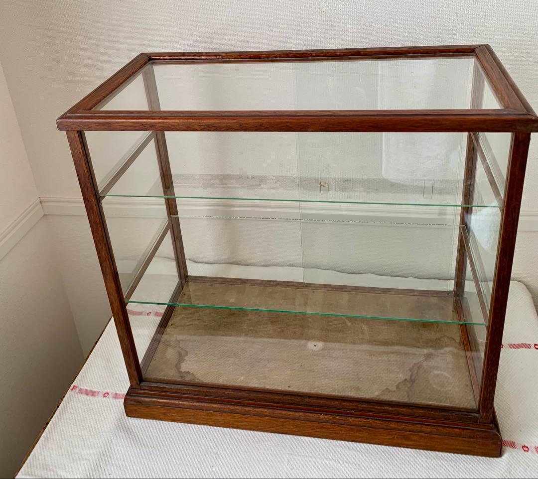 イギリスアンティーク　ガラスショーケース　ヴィンテージ　手渡しのみ　★発送不可