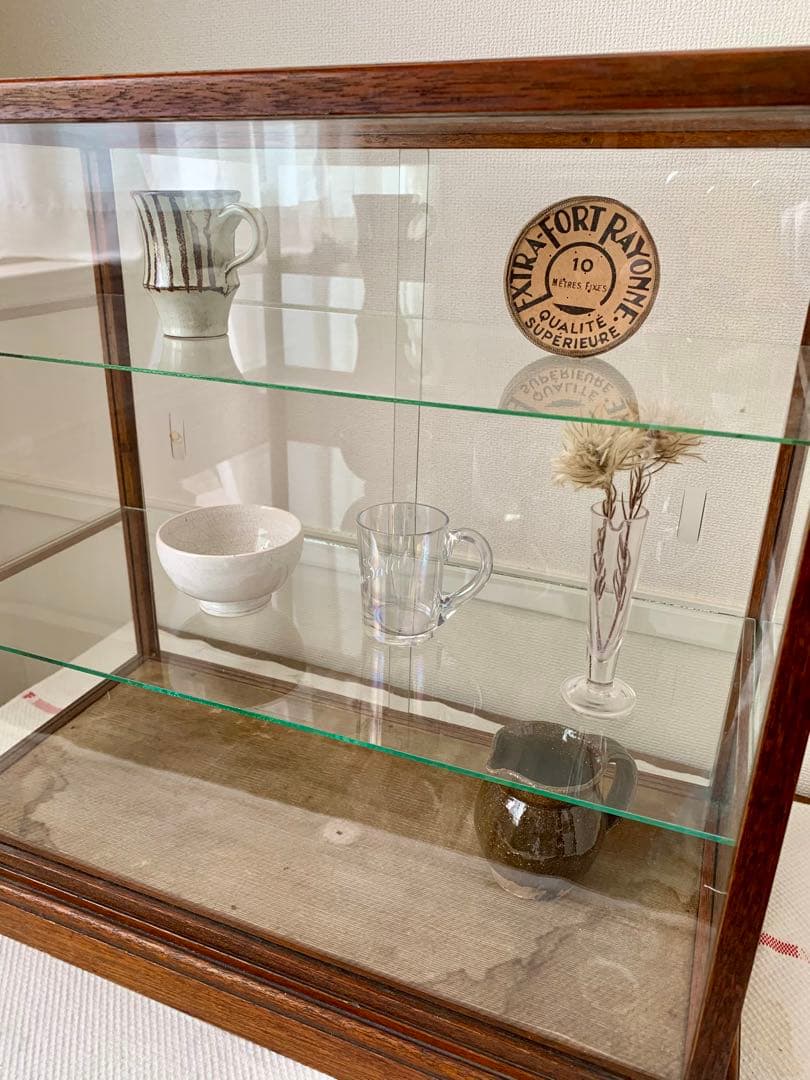 イギリスアンティーク　ガラスショーケース　ヴィンテージ　手渡しのみ　★発送不可