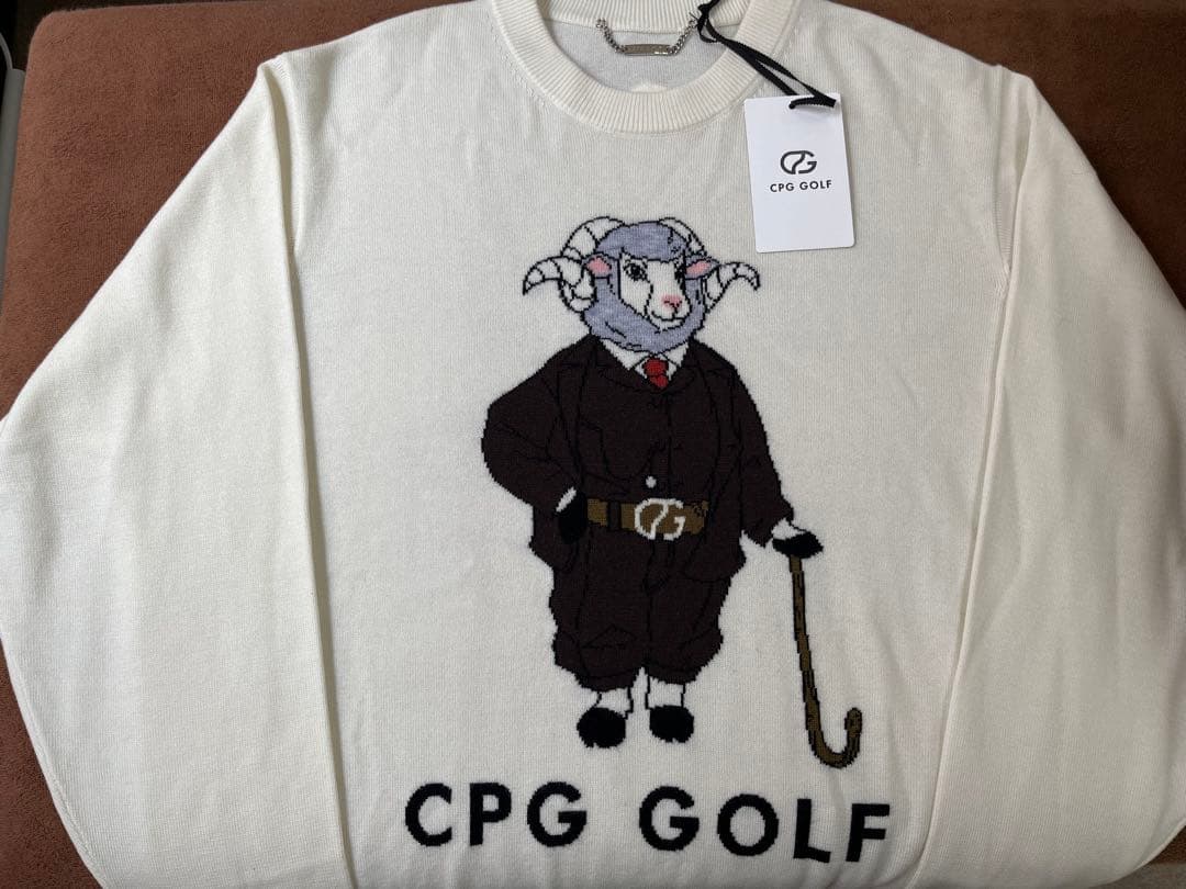 CPG GOLF 羊刺繍 ホワイトセーター サイズ4 定価49500円