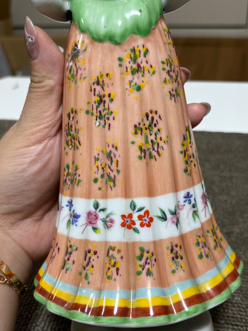 ホロハーザ ハンガリー 陶器人形 ヴィンテージ　アンティーク磁器農民女性置物