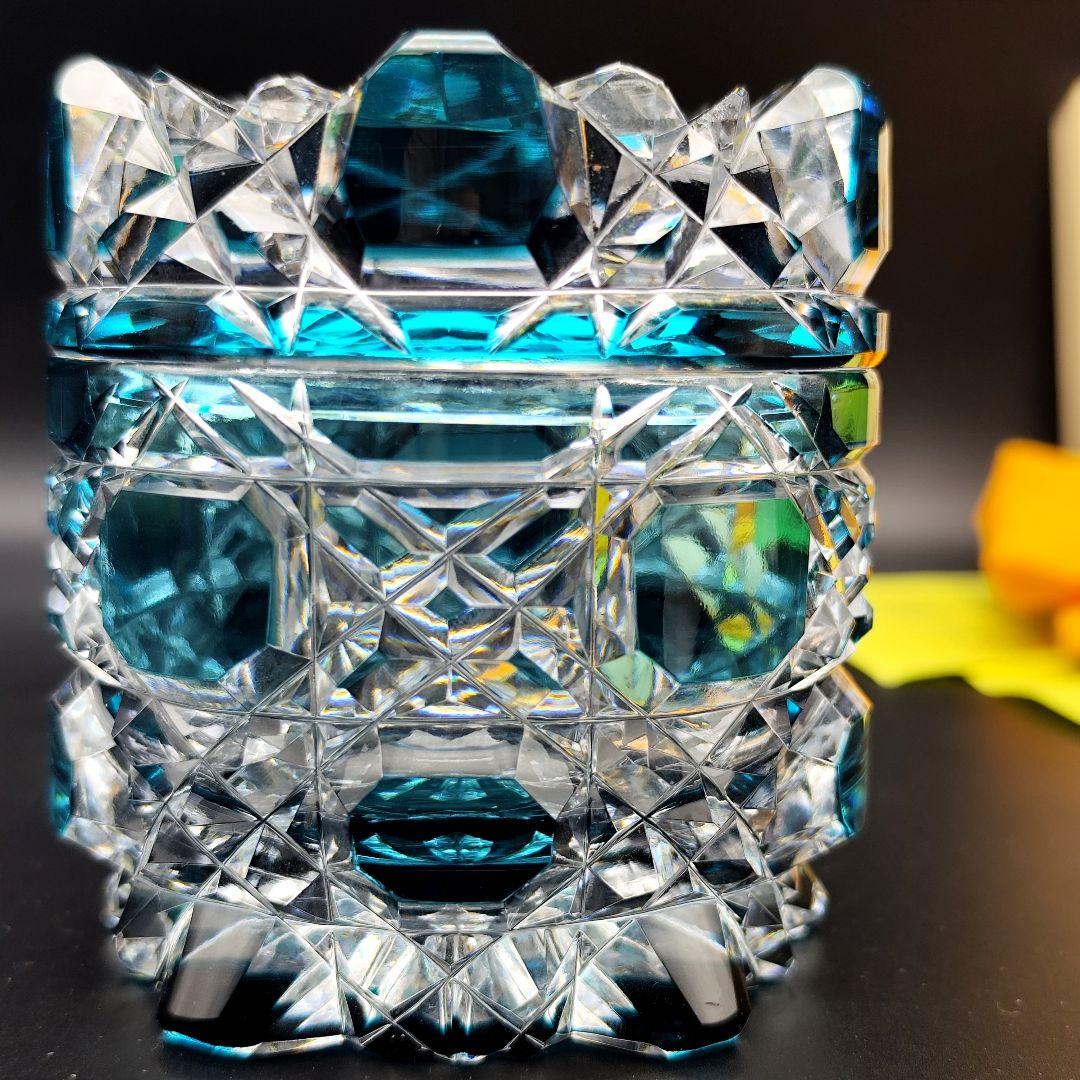 超希少品☆黒川昭男 江戸切子 棗 蓋物 茶道具 （切子、江戸切子、薩摩切子）