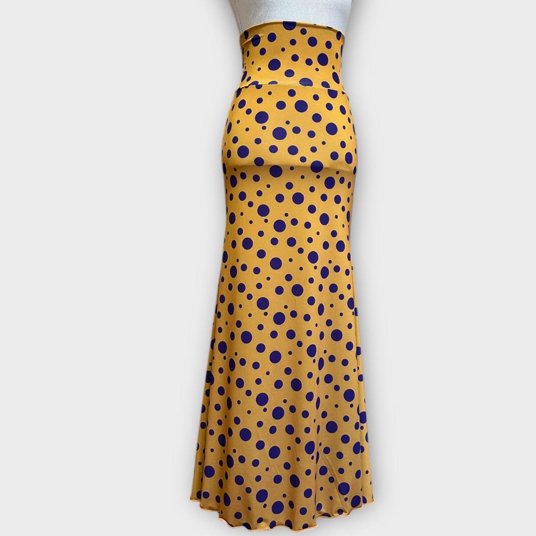 フラメンコファルダ　マーメイドライン　マスタード×紫水玉