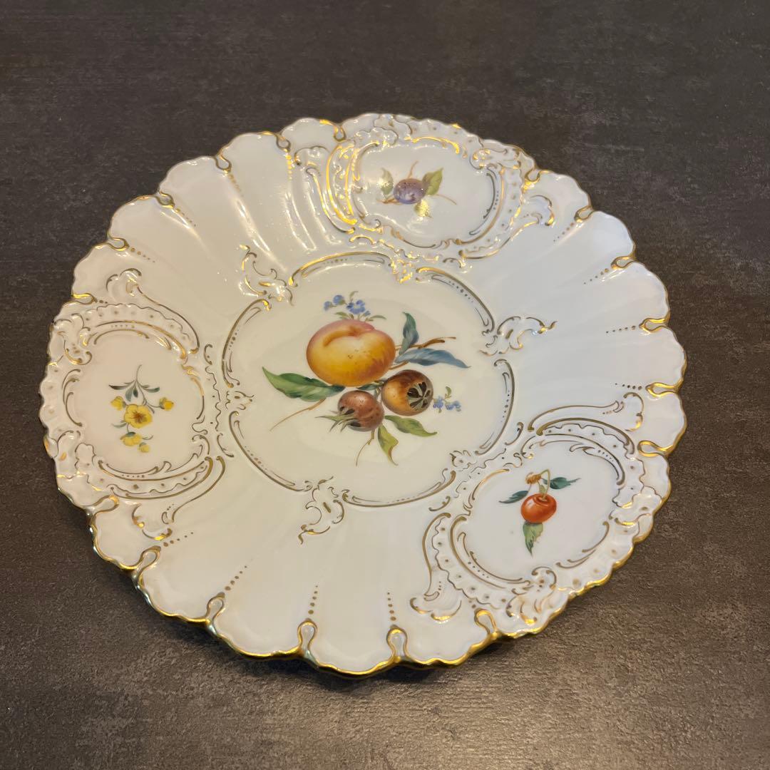 マイセン　フルーツ　フラワー　金彩　プレート