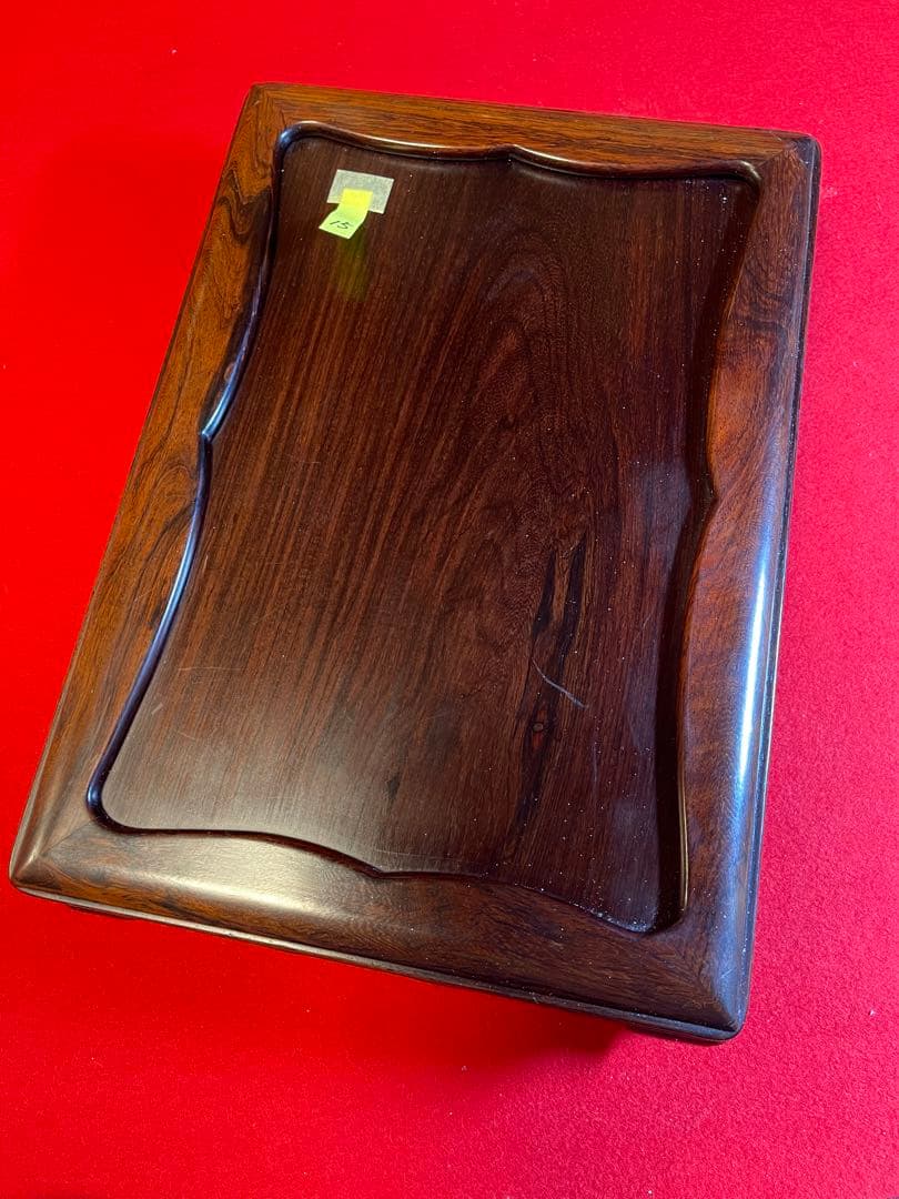 【墨研】古玩 硯箱15◆紫檀無垢長方硯箱・大型羅門硯付属◆未使用品◆書道具 文箱