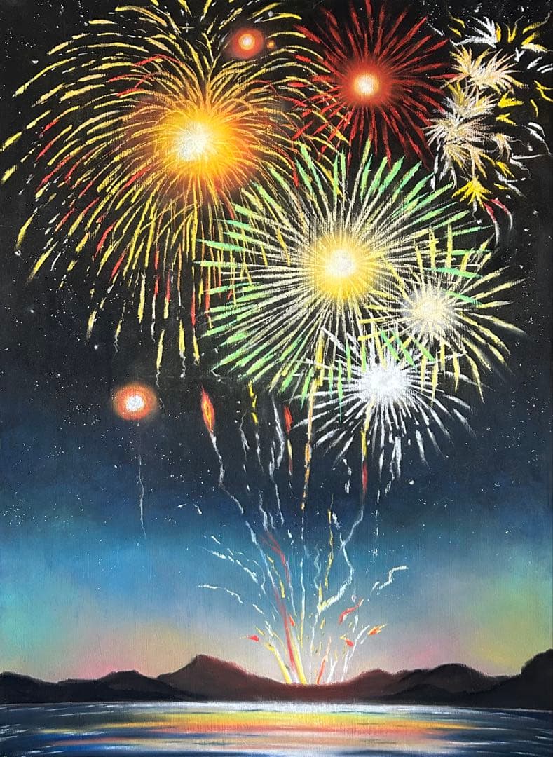花火 パステル画 原画 54.0×39.5