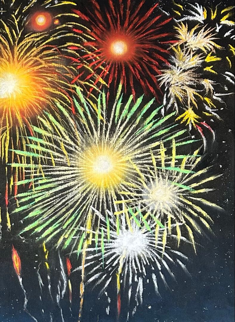 花火 パステル画 原画 54.0×39.5