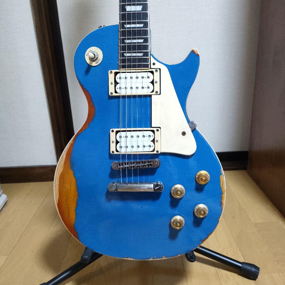 レスポール系改造　オーバーラッカーブルー　レリック少々