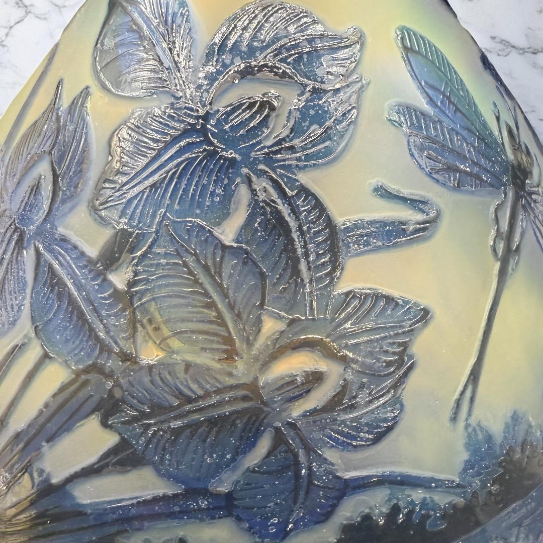 【証明書付】高さ23cm 幅19.5cm エミールガレ ランプ カメオ彫