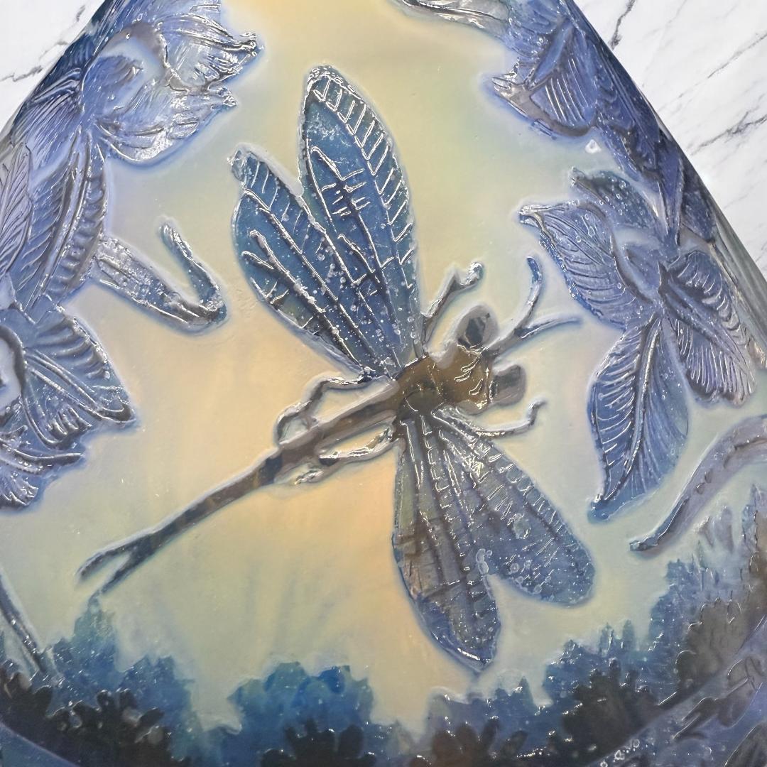 【証明書付】高さ23cm 幅19.5cm エミールガレ ランプ カメオ彫