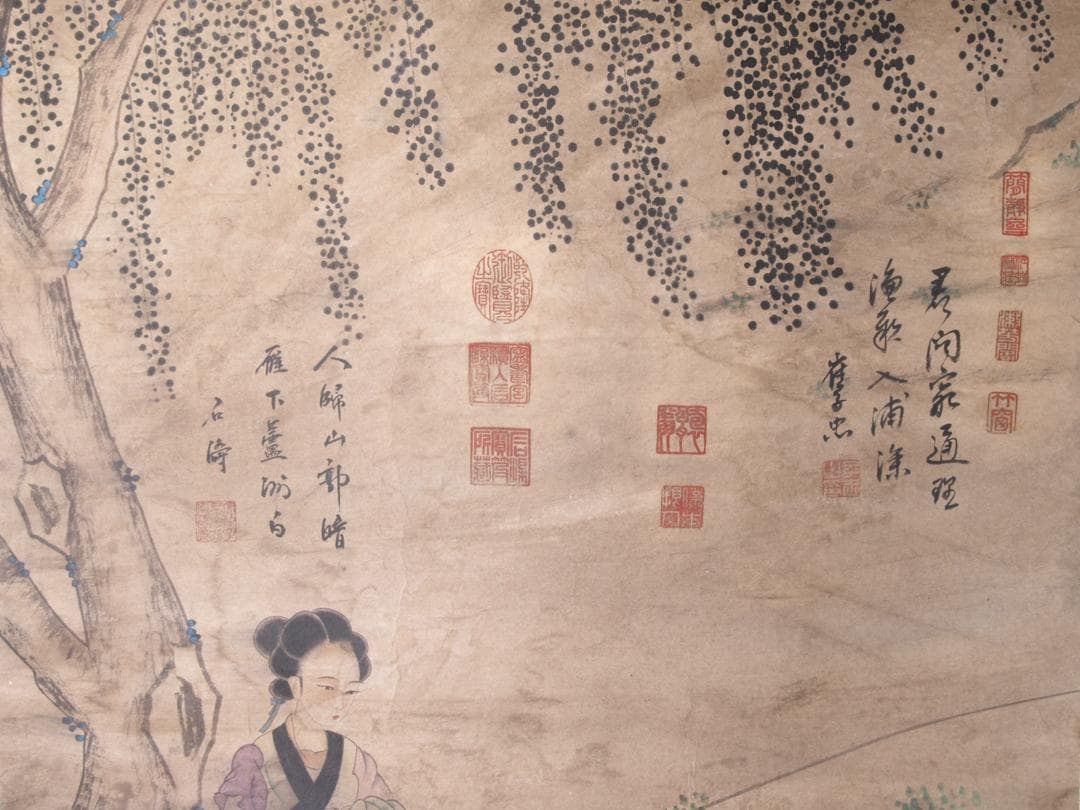 中国荆浩　 清末 肉筆保證 唐物唐本　掛け軸　捲り AK612A12-2