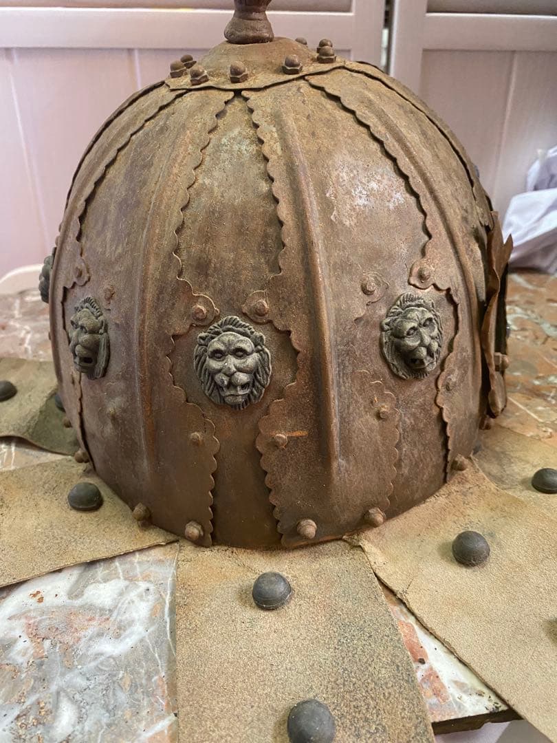鳳羽兜♦️入手困難 中国歴史アンティーク 獅子型金具 中国武具２点セット♦️送料込