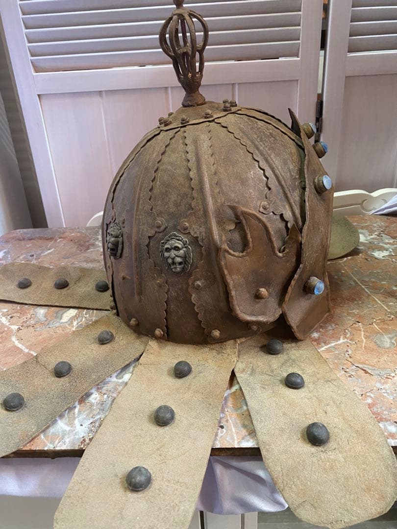 鳳羽兜♦️入手困難 中国歴史アンティーク 獅子型金具 中国武具２点セット♦️送料込