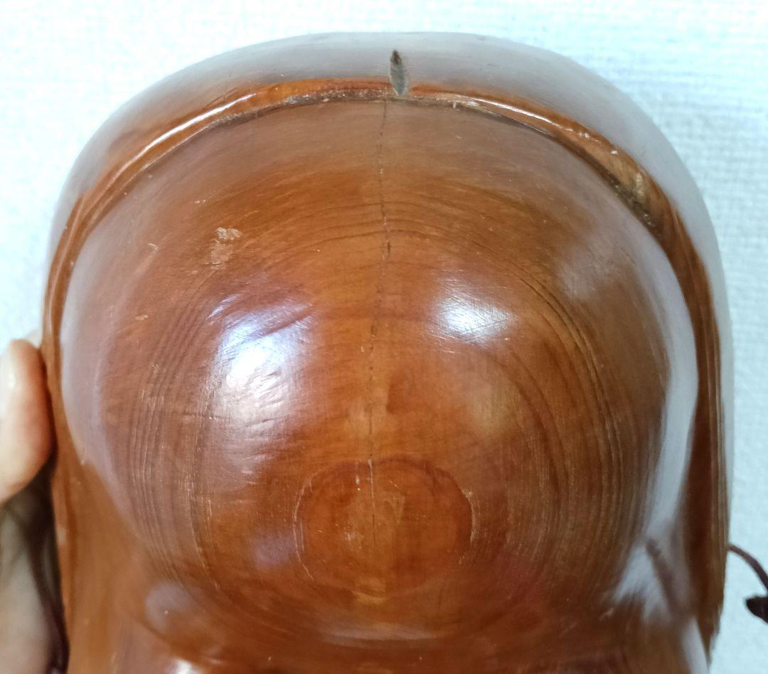 イケディア　骨董　木製面　おかめ 　手掘り　木彫り　壁掛け　お面　B