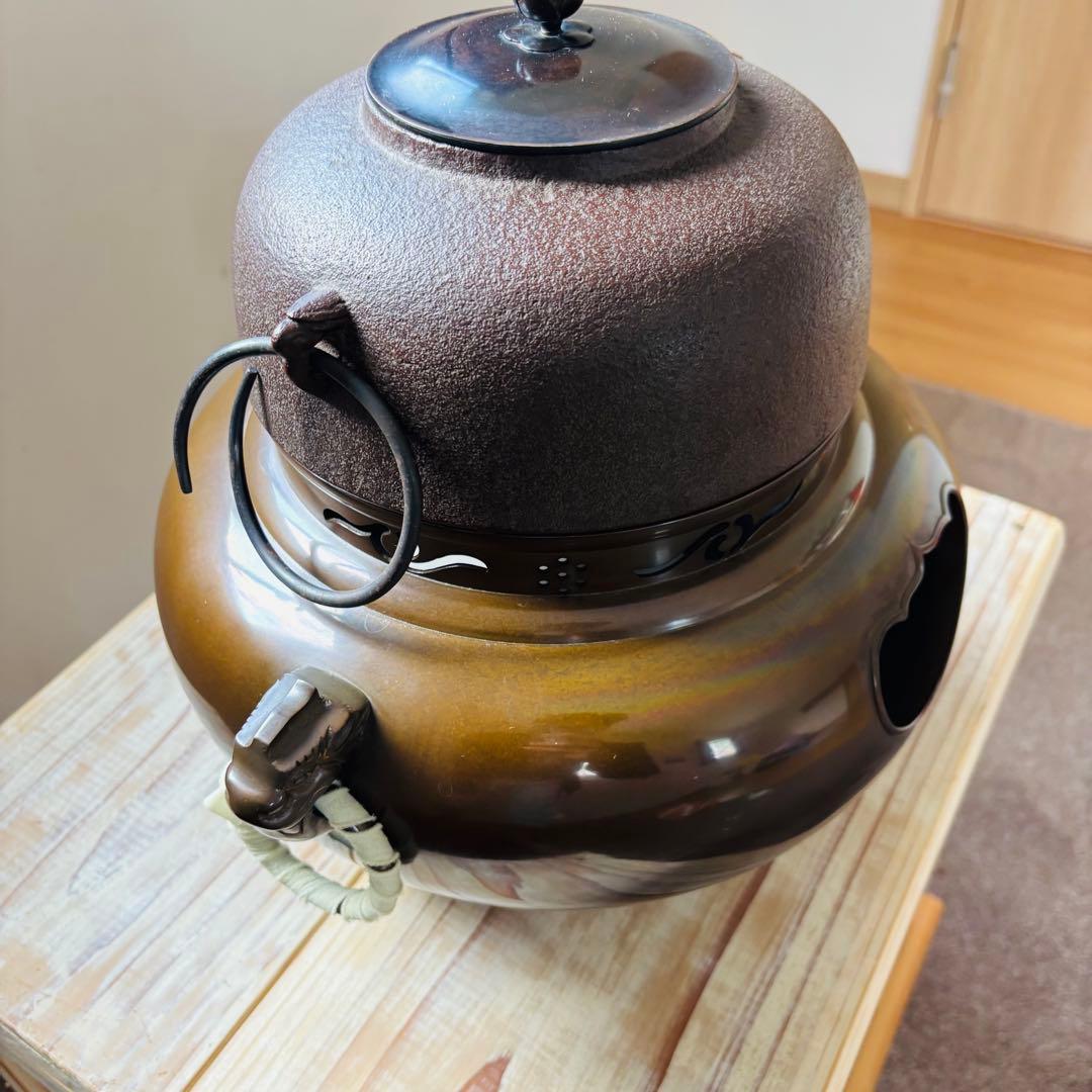 美品　人間国宝　高橋敬典　茶釜　唐津鬼面風炉　香峰　茶道具　風炉釜　茶の湯釜