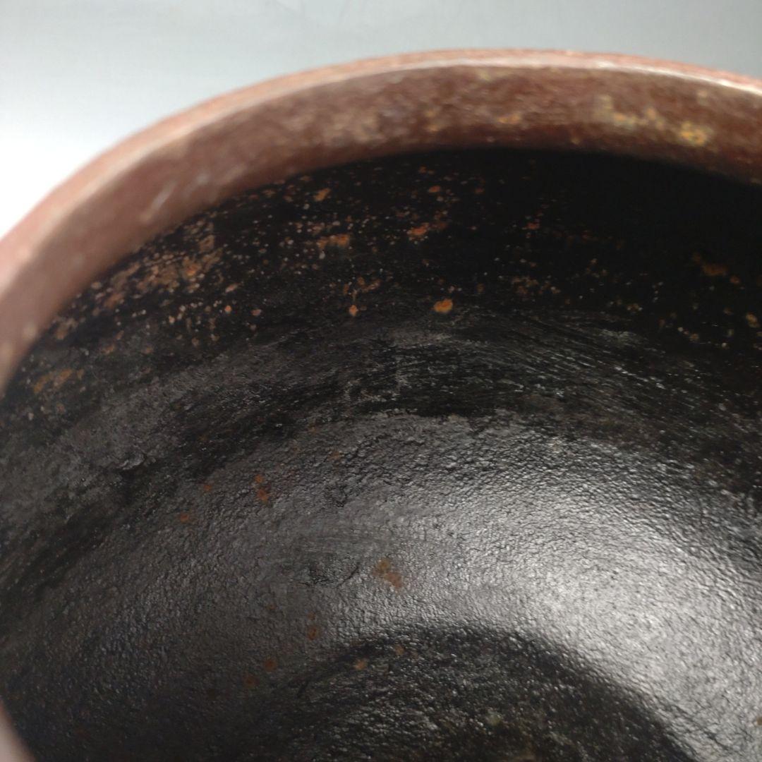 イ254 茶釜『釜師　山本閑浄造』『桐地紋　田口釜　環付　共箱』鉄釜　茶道具