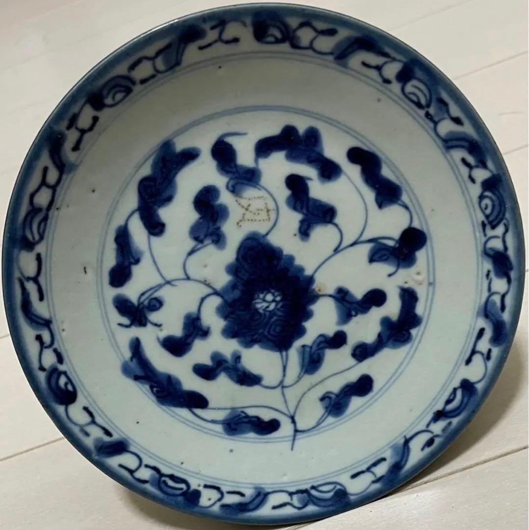 清時代 骨董品 染付皿 大清道光年製 中国 陶芸古美術。