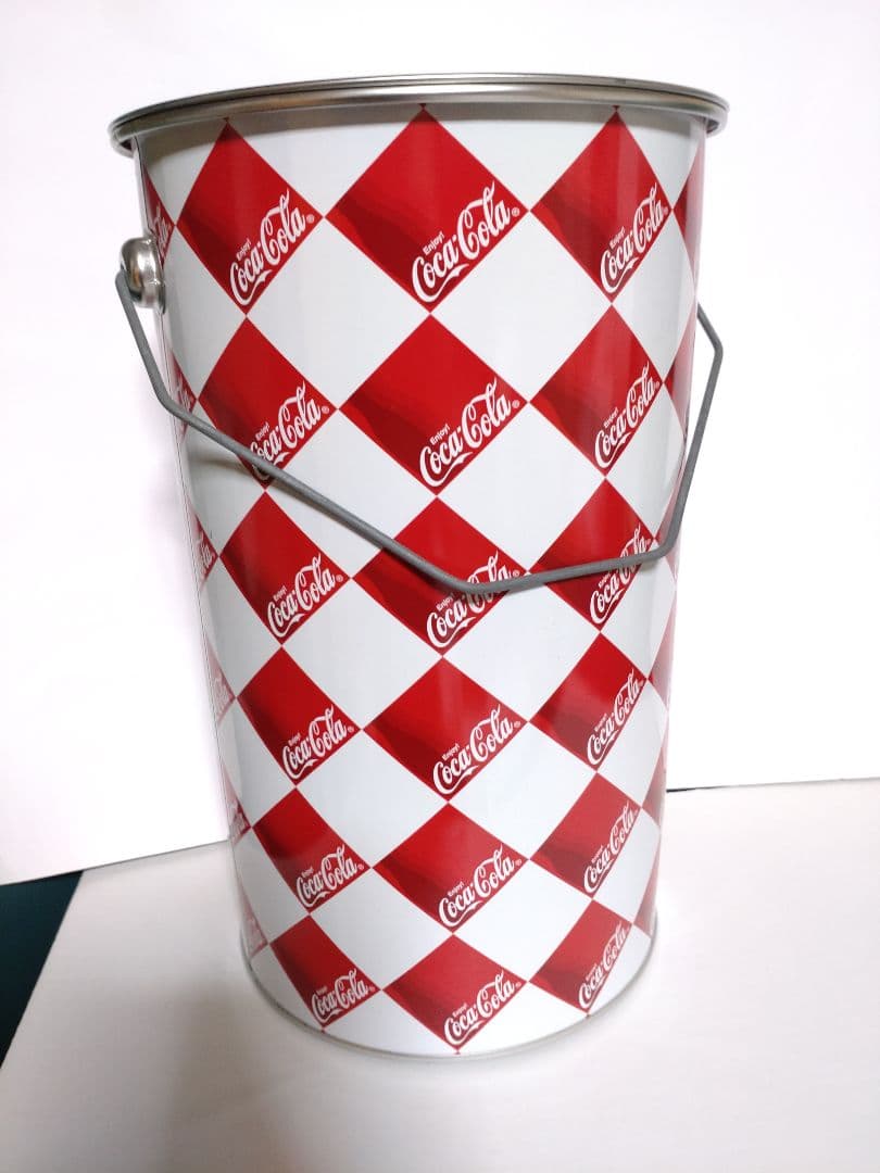 コカ・コーラ/Coca-Cola 筒型 缶 蓋付き チェック柄 赤✖白 貴重