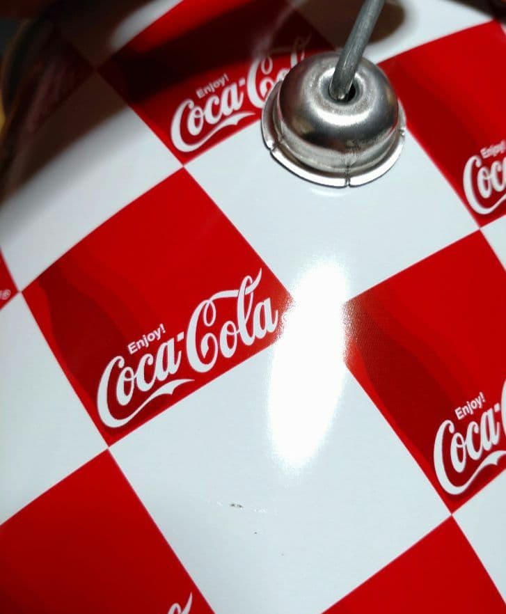 コカ・コーラ/Coca-Cola 筒型 缶 蓋付き チェック柄 赤✖白 貴重