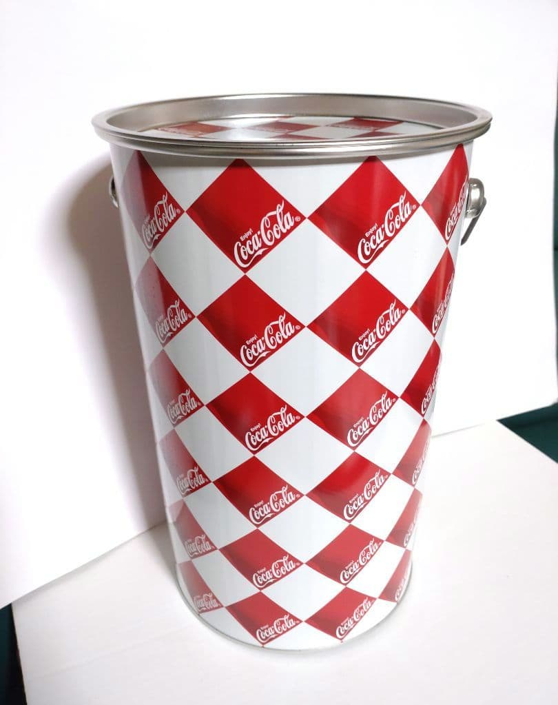 コカ・コーラ/Coca-Cola 筒型 缶 蓋付き チェック柄 赤✖白 貴重