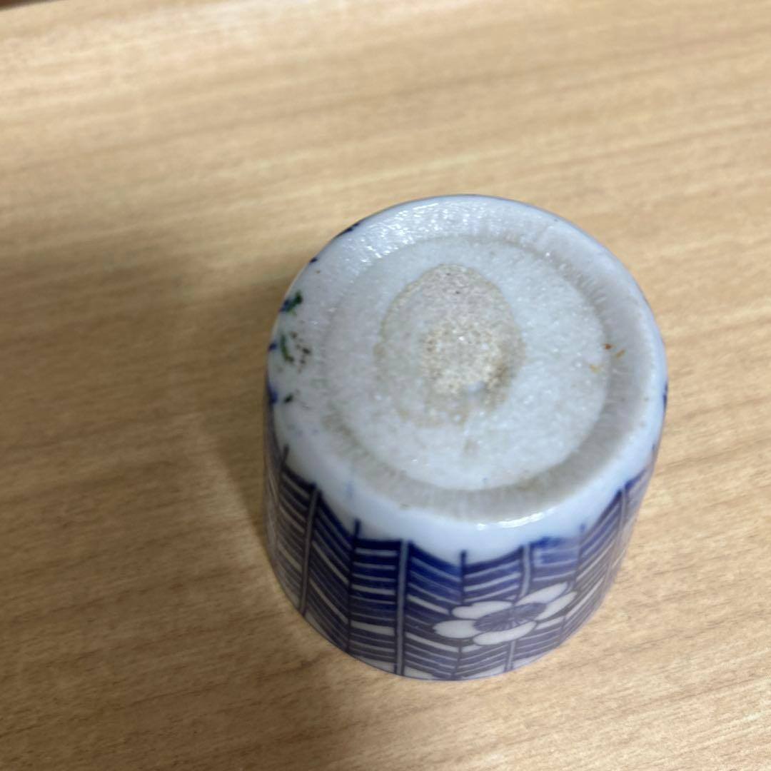 古伊万里　印判手矢羽文染付蕎麦猪口