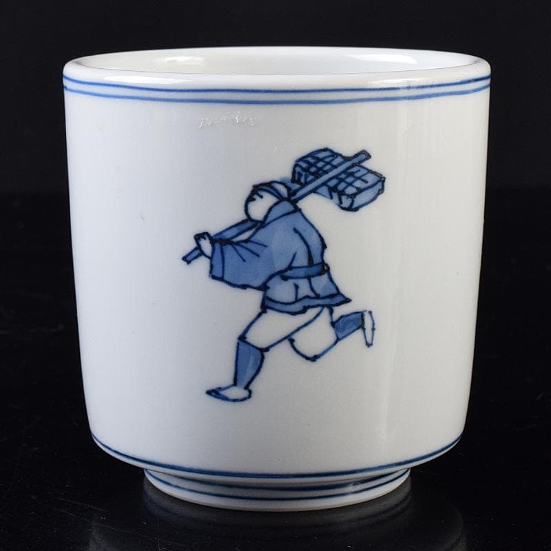 茶道具　西村徳泉造　染付　飛脚絵　火入　共布共箱　V　R8669