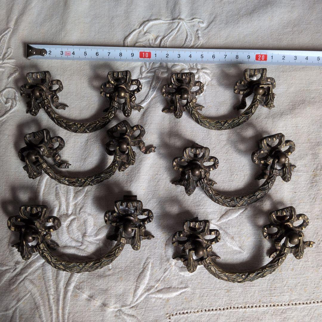 フランスアンティーク 家具用取っ手 6個セット 真鍮製