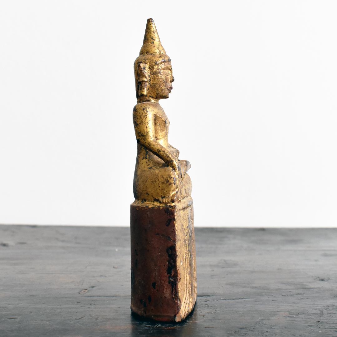 19世紀 東南アジア タイ北部ラーンナー木彫仏 /ラオス/ブッダ座像坐像古美術