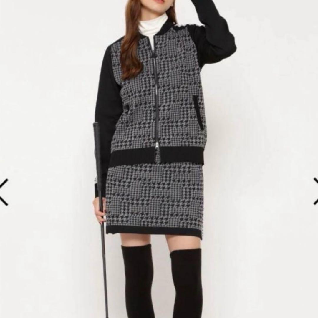 マスターバニー14G 天竺度詰めジャガード千鳥柄ブルゾン黒×グレーサイズ1