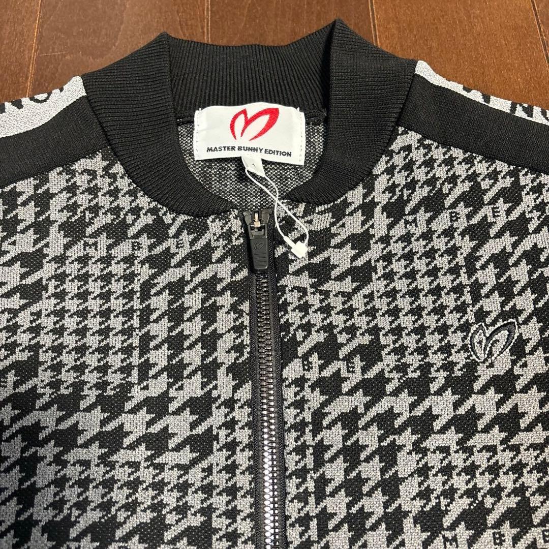 マスターバニー14G 天竺度詰めジャガード千鳥柄ブルゾン黒×グレーサイズ1